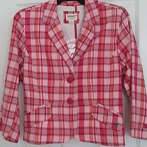 American Eagle Pink plaid blazer